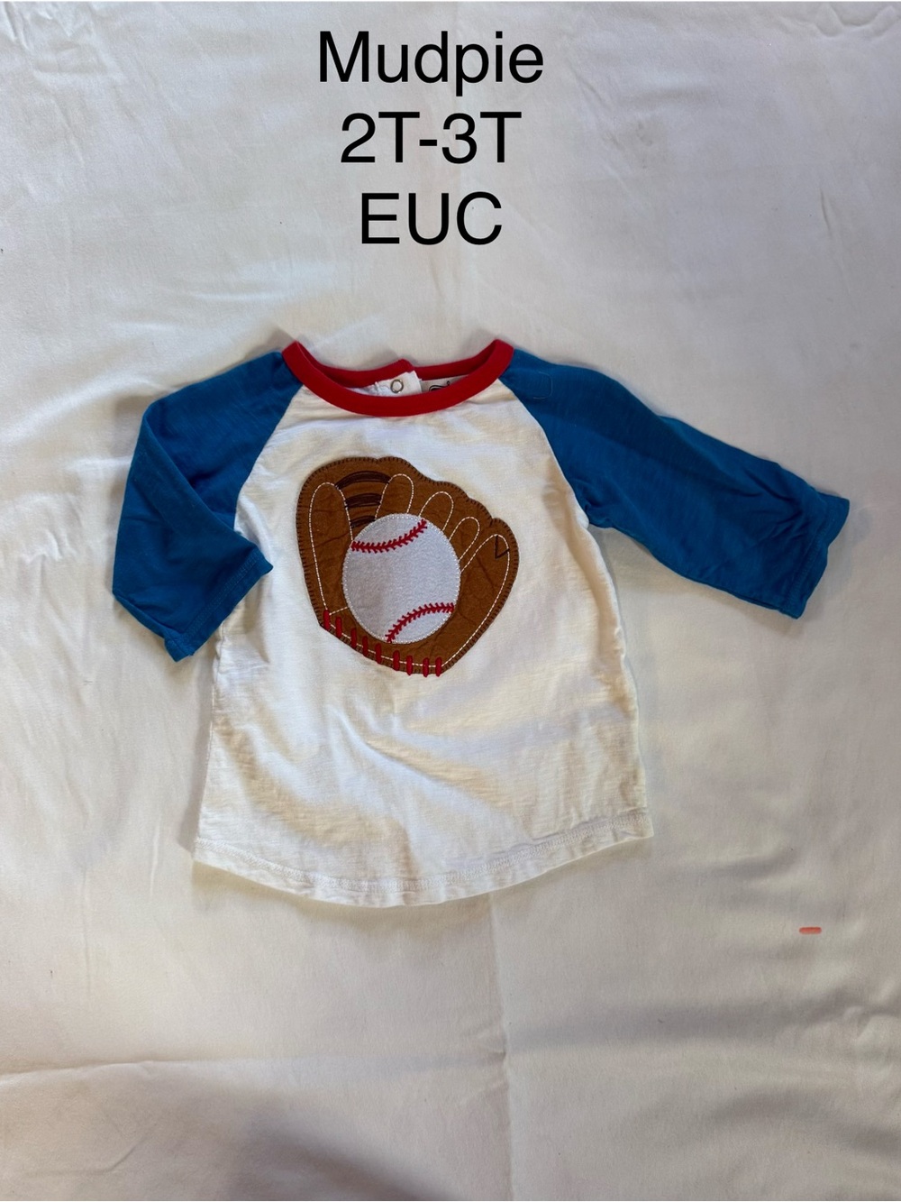 Mud Pie Boys' White & Blue Baseball Raglan Tee